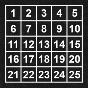 Outline Number Board 1-25