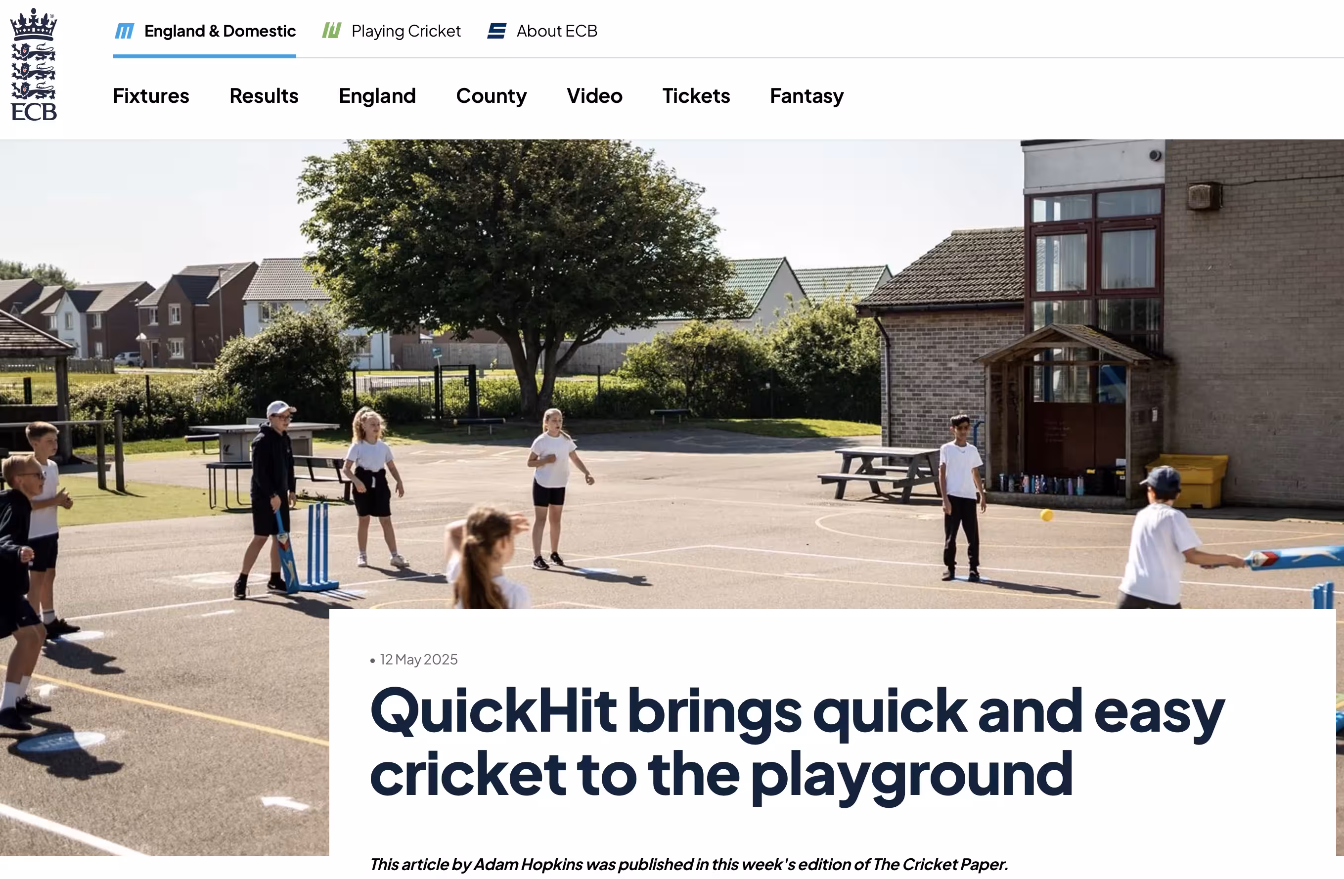 QuickHit Cricket: The Inclusive Playground Game Taking Primary Schools by Storm